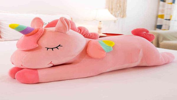 Kreative Plüschtiere Große Liegende Einhornpuppe Bequemes Kissen Kindergeschenk Kawaii Peluche Für Kindergeburtstag Y2111198076807