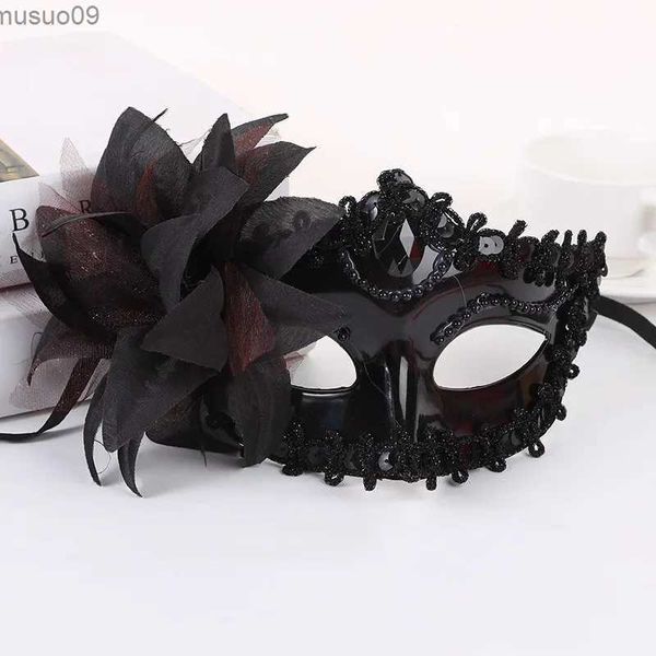 Maschere di design Maschera mezza faccia da principessa di Halloween Maschera da ballo in maschera con fiori di giglio Maschera da principessa per feste