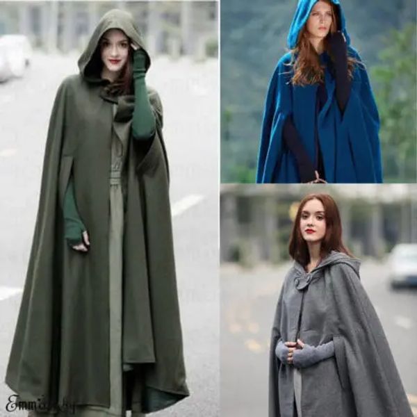 Blends Langer Cape-Mantel für Damen mit Kapuze aus Wollmischung, ärmelloser Winter-Poncho-Cardigan