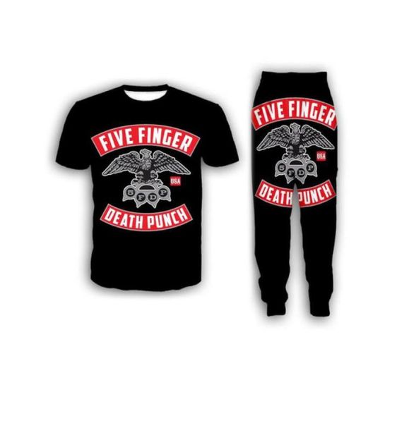 New Fashion WomenMens Five Finger Death Punch Divertente 3d Stampa TShirt Jogger Pantaloni Casual Tuta Set S034055327
