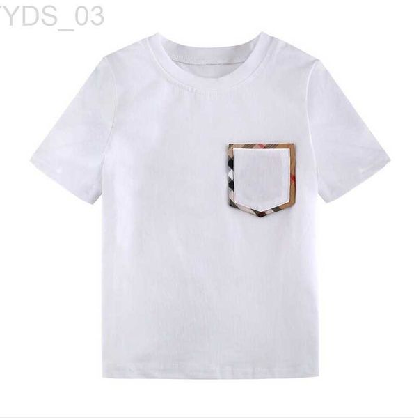T-Shirts Sommer Jungen Mädchen T-Shirt Baby Rundhals Kurzarm T-Shirts Plaid Weiß Baumwolle Einfaches T-Shirt Kinder Casual T-Shirts Kinder Shirt 240306