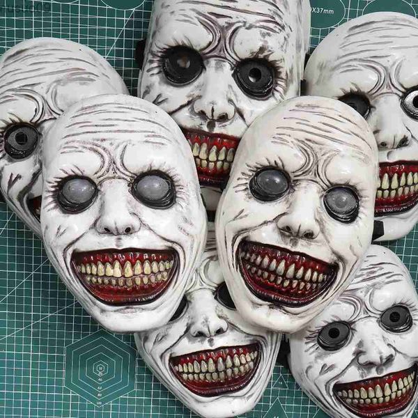 Maschere firmate L'esorcista Volto sorridente Maschera demoniaca Cosplay Malvagio Creepy Fantasma Teschio Maschere di plastica Carnevale di Halloween Purim Costume Party Puntelli