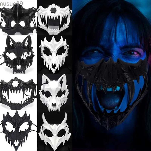 Designer Máscaras Animal Esqueleto Meia Máscara Mulheres Homens Partido Stage Mostrar Máscara Halloween Carnaval Adulto Cosplay Branco Lobo Preto Tigre Esqueleto Máscara