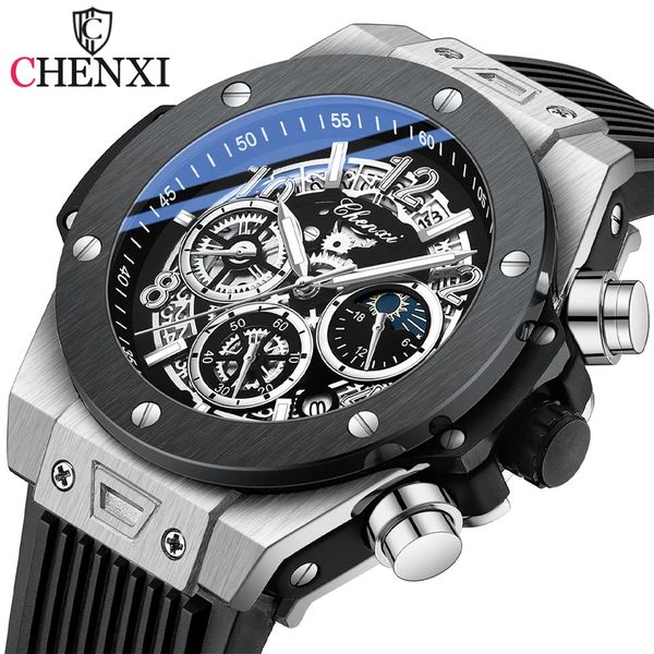 Chenxi casual esporte relógios para homens marca superior de luxo militar à prova dwaterproof água relógio de pulso homem moda cronógrafo relógio de pulso 240227