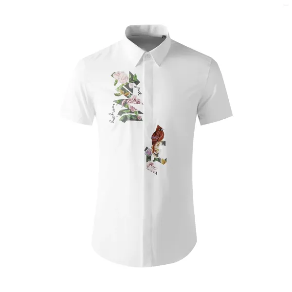 Camisas casuais masculinas de alta qualidade jóias luxo camisa masculina manga curta topo streetwear moda respirável