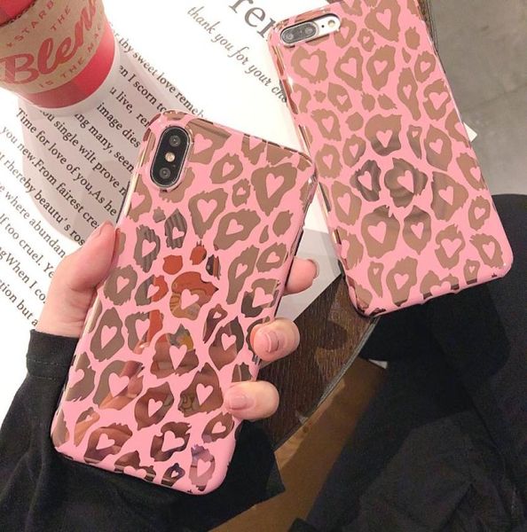 Casos de telefone celular bonito rosa leopardo impressão caso para 11 pro max xs xr xs x 6 6s 7 8 plus capa protetora macia7638302