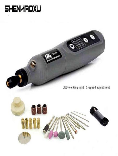 Mini smerigliatrice elettrica Set trapano a batteria utensile rotante penna per intaglio del legno per fresatura incisione caricatore USB 36V luce di lavoro a LED H227095787
