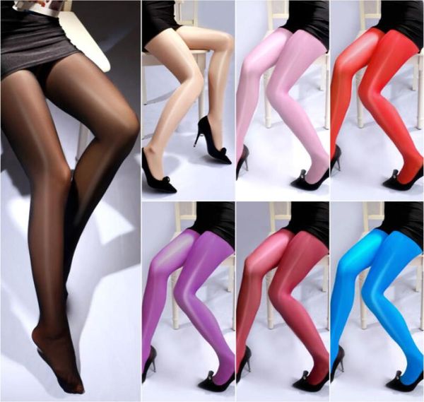 Sexy óleo brilhante mulheres magras pernas brilhantes meia-calça sem costura meias de náilon super elástico seda medias hosiery3953798