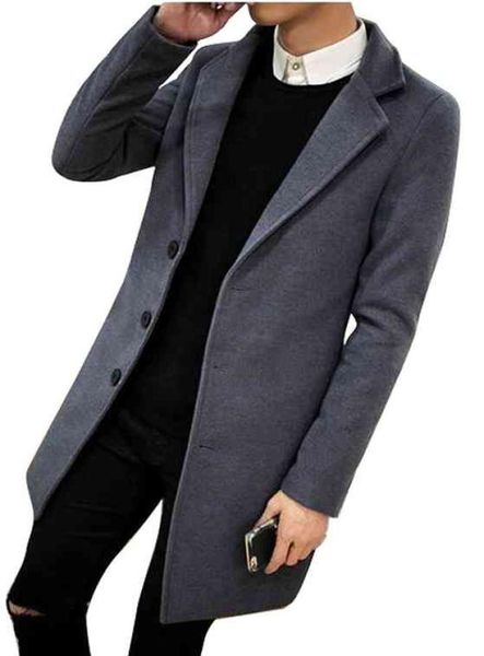 Cappotto da marinaio in misto lana misto lana casual monopetto slim fit Cappotto lungo monopetto invernale da uomo9349215