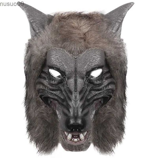 Designer-Masken Werwolf-Kopfbedeckung, Kostümmaske, lebensechte Wolfsmaske mit Kunstfell, Halloween-Maske für Erwachsene, Cosplay-Requisite, Tierkopfbedeckung