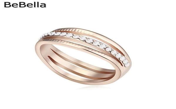 Anéis de casamento BeBella 4 cores cristal geométrico rosa anel de ouro para noivado com meninas checas genuínas presente de Natal 5725888