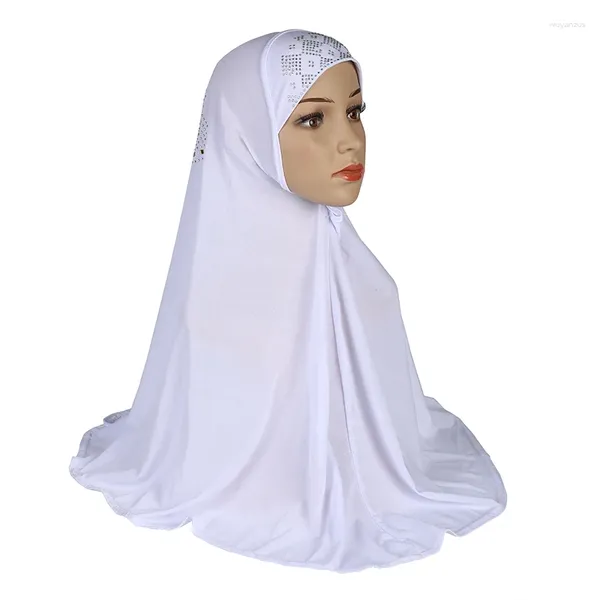 Roupas étnicas Uma peça Amira Hijab Strass Headwear Mulheres Muçulmanas Pronto para Usar Lenço de Oração Instantânea Capa Completa Lenço Xale