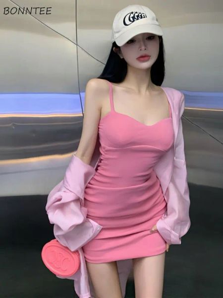 Anzüge Kleider Sets Frauen Solide Süße Entworfen Charming Einfache Täglichen Allmatch Sonnencreme Frühling Koreanischen Stil Damen Moderne Freizeit Neue