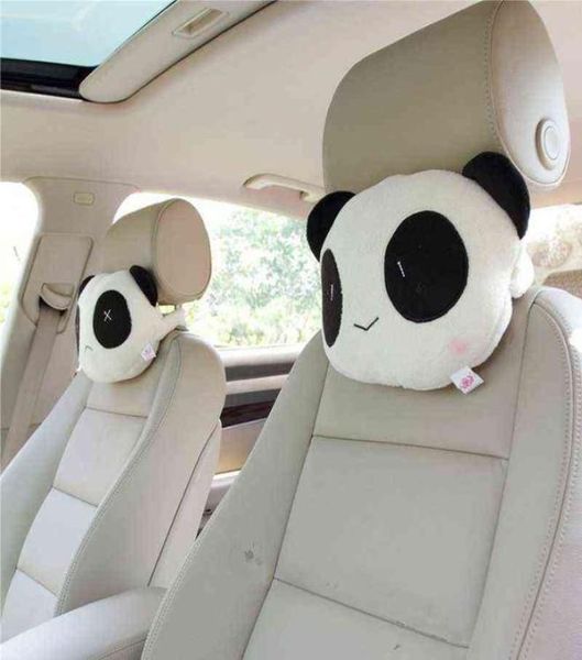 Yastıklar 1pc 2pcs Toon Yastık Sevimli Panda Başlık Destek Boyun Yastık Başı Dinlenme Kemik Koltuk Kapağı Araç Aksesuarları 09199644045