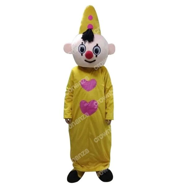 Venda quente chapéu amarelo menino mascote traje halloween natal fantasia vestido de festa cartoonfancy vestido carnaval unisex adultos outfit