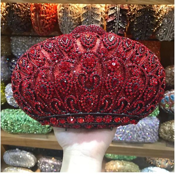 Abendtaschen Frauen Laterne Form Damen Rot Rosa Clutch Mini Nacht Geldbörse Voller Kristall Party Umhängetasche Luxus Weibliche Kupplungen