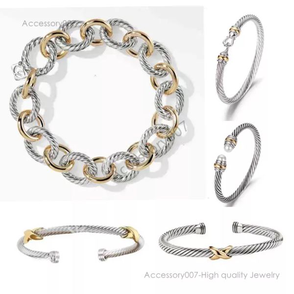 braccialetto di gioielli firmatiBracciali Gioielli per donna Uomo Sier Oro Perla Testa Bracciale con diamanti a forma di X Gioielli di moda Festa Regalo di Natale 3MM 4MM 5MM 7MM s s