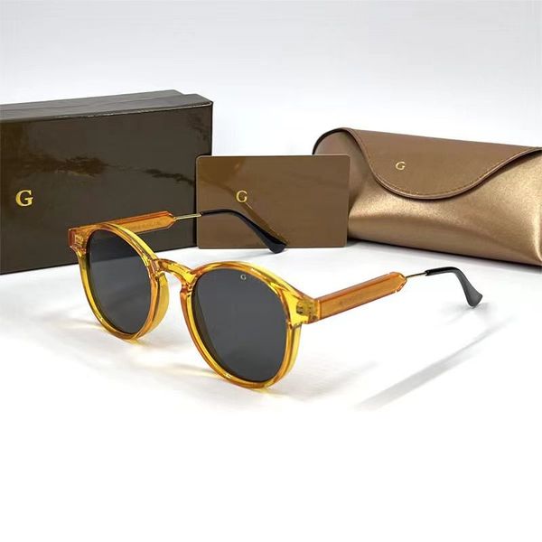 2024 Modedesigner, gelber runder Rahmen, schwarze Sonnenbrille, Damen-Korean-Edition, Gesichtsbesatz-Sonnenbrille, trendige transparente Sonnenbrille