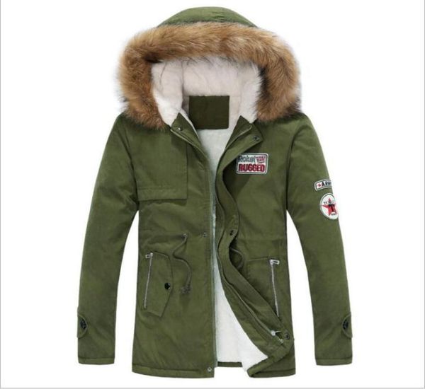 Jaqueta masculina nova men039s grosso quente inverno para baixo casaco longo gola de pele do exército verde parka velo algodão casaco jaqueta parka masculino 2014248739