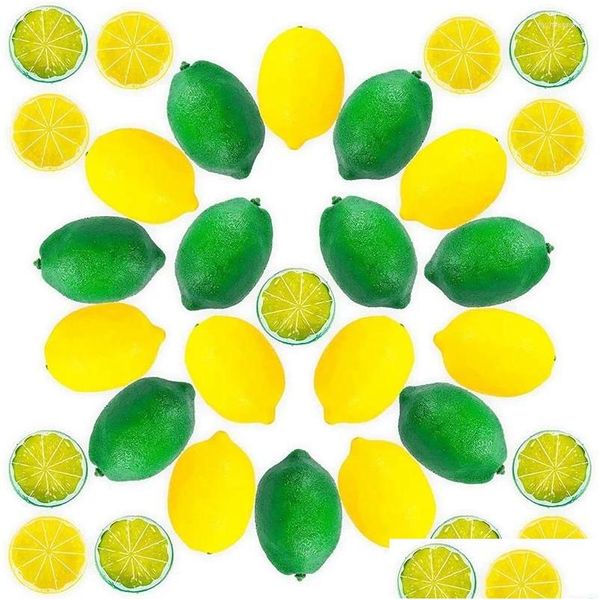 Ghirlande di fiori decorativi Limoni finti Lime Set Fette artificiali di frutta Blocchi Fetta di simulazione per la cucina domestica Consegna di goccia Gard Dhdpe