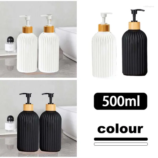 Dispenser di sapone liquido 500ml Bottiglia di plastica PET Pompa di bambù Bottiglie di shampoo per lozione Rinfrescante Gel da bagno Accessori per il bagno