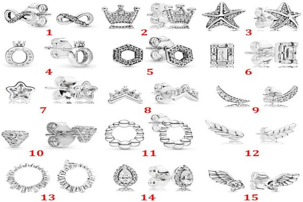 2022 925 Sterling Silver Stud Glacier Beauty Crown Series Water Drop Hexagon Angel Stud Brincos Charme Fazendo Moda DIY Jóias 4668826