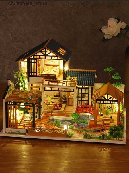 Arquitetura/DIY House Model Building Kit Feito à mão 3D Puzzle Toy Assembly House Villa DIY Doll House Mini Home Creative Room Decoração com Móveis