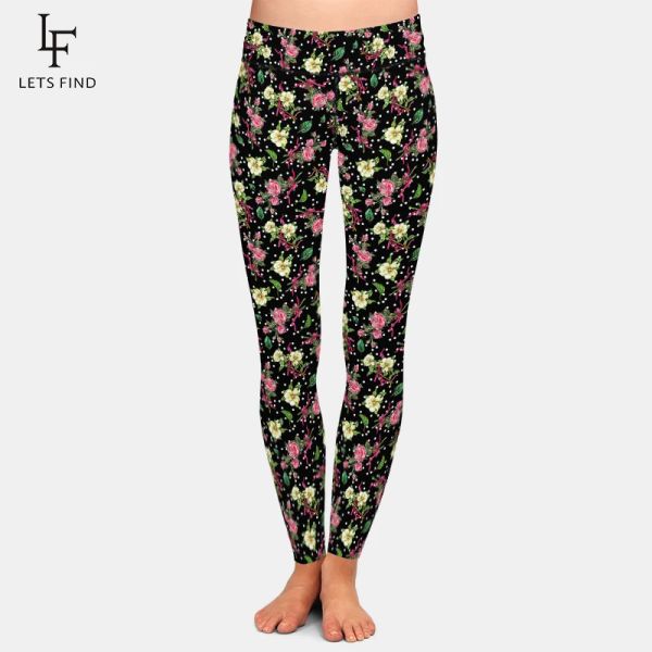 Leggings letsfind moda inverno feminino leggings de treino turco rosa e indiano jasmin impressão cintura alta magro leggings elásticos