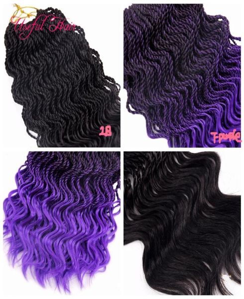 Primavera onda Preed Senegalês Crochet Tranças cabelo 16 polegada meia onda kinky encaracolado extensões de cabelo sintético trança hair1516124