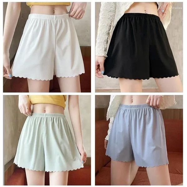 Damen-Shorts, Damen-Eisseide, kurze Sicherheitshose, Sommer, elastische Taille, Oberbekleidung, süß, niedlich, nahtlos, Pyjama, Mädchen, Homewear, Schweiß