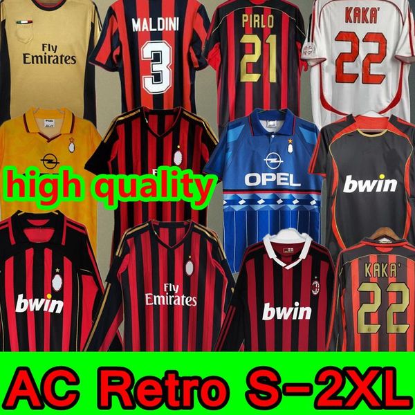 90 91 Camisas retrô CAMISAS DE FUTEBOL 95 96 97 Gullit 01 02 03 12 14 15 Maldini Van Basten futebol KAKA Inzaghi 06 07 PIRLO SHEVCHENKO BAGGIO Ac MIlans JERSEY