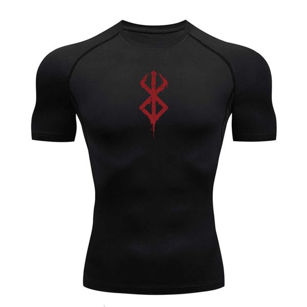 Camiseta de compressão masculina de anime Fiess Sport Running Tight Gym Camisetas de treino atlético de secagem rápida Tops Tee verão