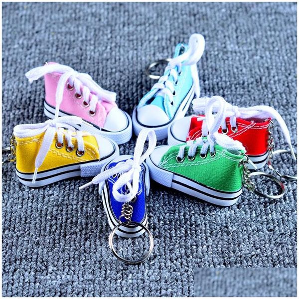 Chaveiros Lanyards Luxo Criativo Canvas Sapatos Designer Chaveiro Celular Encantos Sneaker Bolsa Pingente Chaveiro Chaveiro Para Dhdya