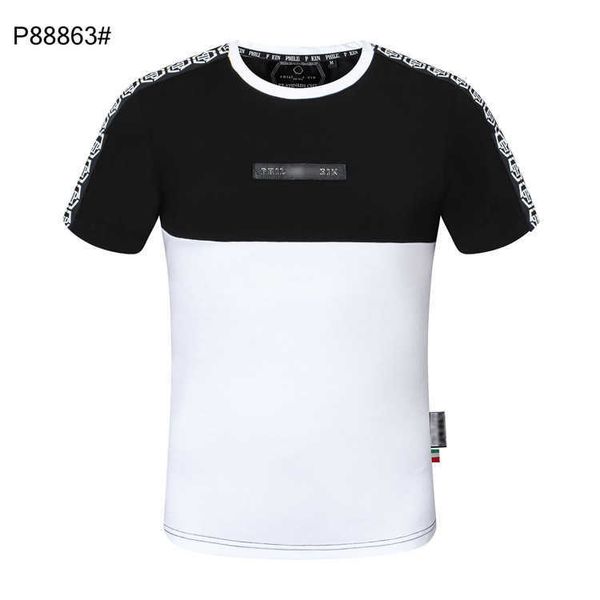 Herren-T-Shirts, trendiges Philippe Pulan Sommer-PP-Herren-Kurz-Baumwoll-Anzug-T-Shirt, heißer Bohrer