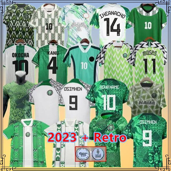 Nigéria 2024 Jerseys de futebol OSIMHEN 19 22 23 24 Camisa de futebol retrô OKOCHA SIMON LOOKMAN IHEANACHO 18 Retro Jerseys 94 96 98 Uniforme de treinamento 1994 1996 1998 RETRO