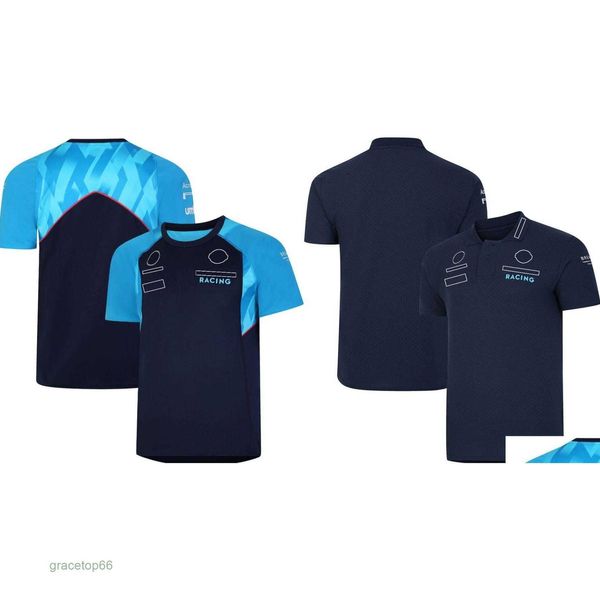 Herren Polos Motorradbekleidung F1 Team Trainingstrikot Rennfahrer Blaues T-Shirt Forma 1 Fanshirt Sommer Extremsportliebhaber Atmungsaktiv Anpassbar H1ia