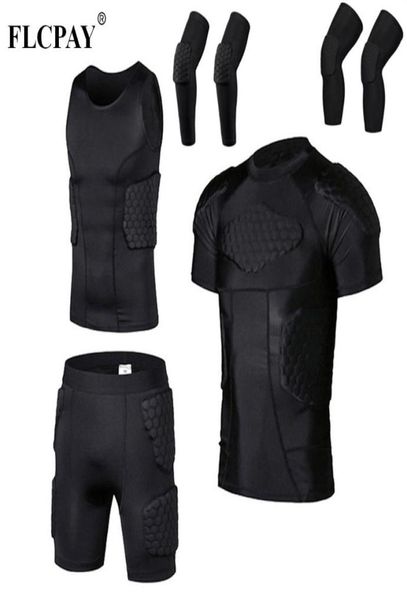 Men039s Fodera Compressione Anticollisione Tuta Pantaloncini Gilet Ginocchiere Calcio Basket Pattinaggio Calcio Anticollisione Panno2580930