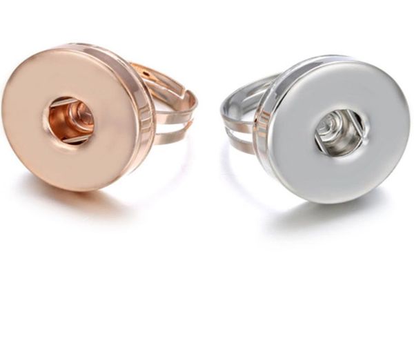 10 pçslot mais novo snap jewlery ouro prata 18mm botão anel banda de metal gengibre anéis para mulheres homens diy presentes3596649