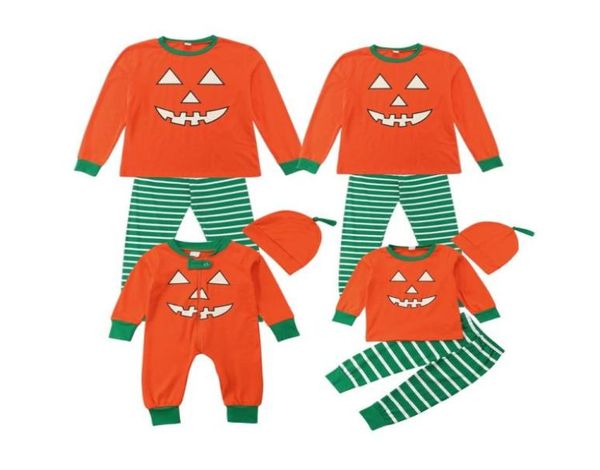 Trajes de Halloween para a família, pijamas combinando, roupas de outono para a família, conjunto de roupas listradas de abóbora para Halloween, look familiar para crianças bab9138661