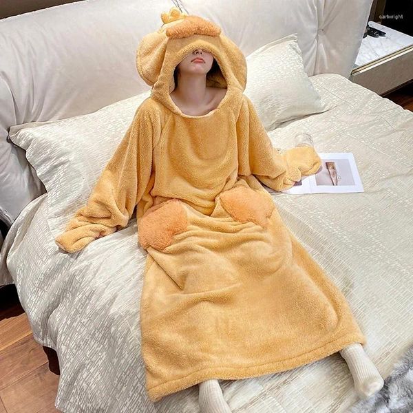 Indumenti da notte da donna Inverno Divertente Pulcino Vestaglie per le donne Abito da notte Pigiama di velluto corallo Addensare Pijama Mujer Accappatoio Ropa De