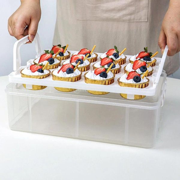 Confezione regalo Tazza Torta Scatola per imballaggio Snack per dessert Dessert Cupcake Carrier Imballaggio per la conservazione in plastica trasparente commerciale per uso domestico