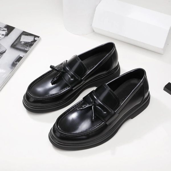 Sapatos de vestido masculino terno de couro genuíno pé estilo de negócios puro borla colocação trabalho desgaste casamento alto