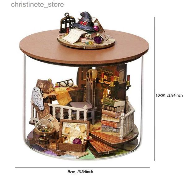 Arquitetura / DIY House DIY Doll House Kit Magic 3D Mini montagem de madeira com móveis Light Book House Villa Toy Girl Handmade 3D Jigs Gift