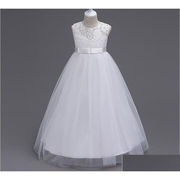 Vestidos para meninas Vestidos para meninas Oferta especial - lindo laço decorado longo vestido de flor para meninas/vestido infantil/vestido de desempenho de princesa Dh7Ok