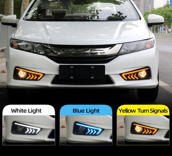 2 peças led drl luz diurna para honda city 2015 2016 capa de lâmpada de neblina headlight8029408