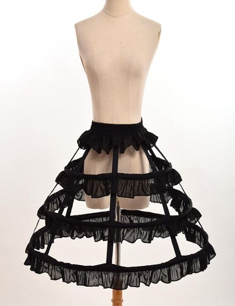 WhiteBlack Fishbone Petticoat Mulheres Cosplay Acessório 2 Tipos Gótico Vitoriano Lolita Chiffon Falbala Underskirt Envio Rápido 4022981