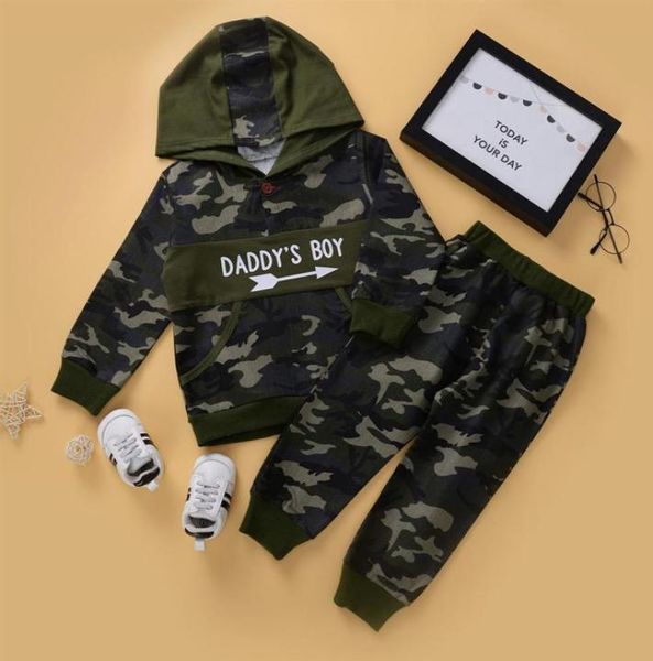 Hochwertige Kinder 2 Stück Kinder Kapuzenpullover Baby Camouflage Kleidung Set Jungen Kleidung Hoodie Vliese Sweatshirt323p2241735