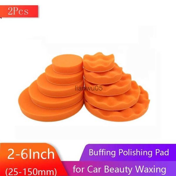 Polierpads 2 Zoll-6 Zoll Schwammschaum Polierpad Polierpads Car Beauty Waxing Polierplatte Haken und Schlaufe für Autopolierer BufferL2403