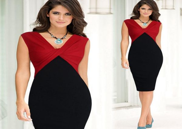 Feminino elegante sexy vneck plissado ruched sem mangas festa trabalho cabido estiramento fino wiggle lápis bodycon vestido de uma peça terno9236045