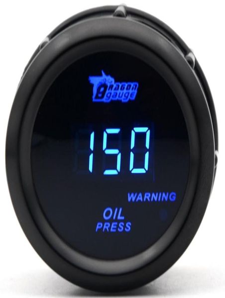 DRAGON GAUGE Manometro olio da 2 pollici 52MM Colore nero Led blu digitale 0150PSI8794986